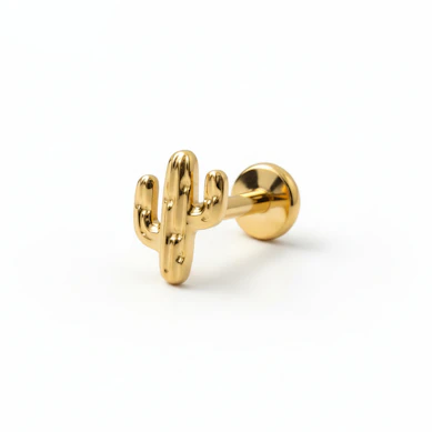 Labret en titane avec un cactus