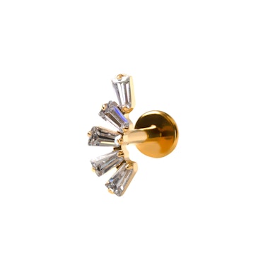 Labret en titane avec pierres taille baguette