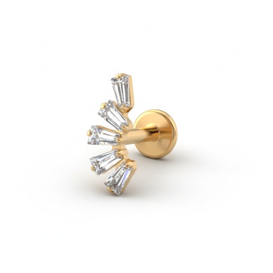 Labret en titane avec pierres taille baguette