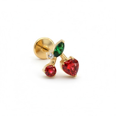 Labret avec design en forme de cerise et pierres colorées