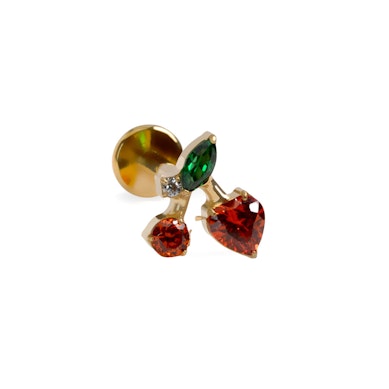 Labret avec design en forme de cerise et pierres colorées