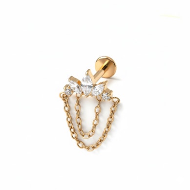 Labret en titane avec des pierres et des chaînes