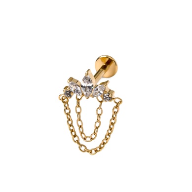 Labret en titane avec des pierres et des chaînes