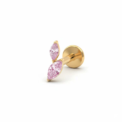Labret en titane avec deux pierres taille marquise