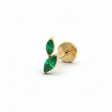 Labret en titane avec deux pierres taille marquise