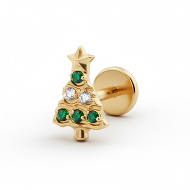 Labret en titane avec un sapin de Noël