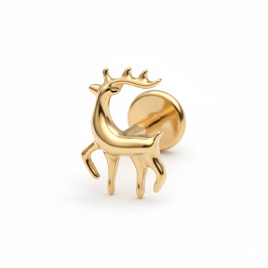 Labret en titane avec un renne