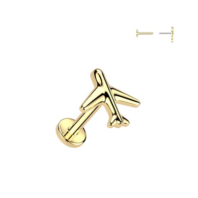 Labret en titane avec un avion