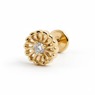 Labret en titane avec une fleur subtile