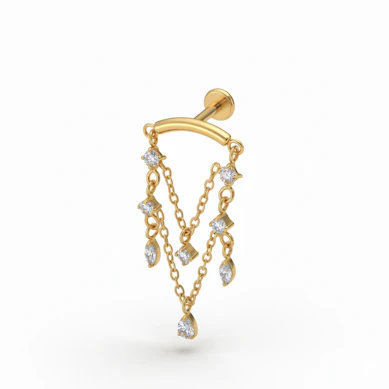 Labret en titane avec pendentifs façon chandelier