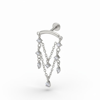 Labret en titane avec pendentifs façon chandelier