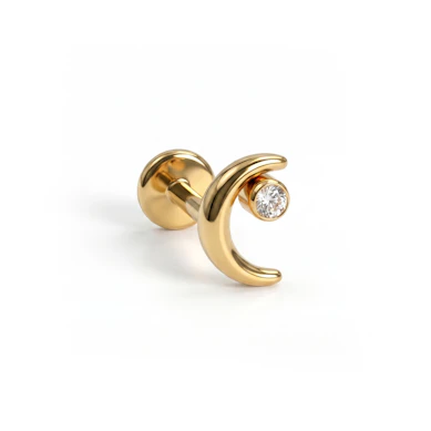 Labret en titane en forme de lune avec une étoile