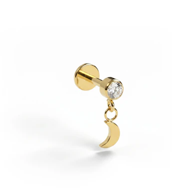 Labret en titane avec charm pendant en forme de lune