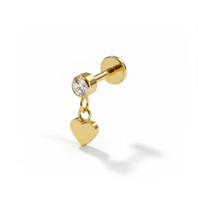 Labret en titane avec charm pendant en forme de cœur