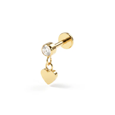 Labret en titane avec charm pendant en forme de cœur