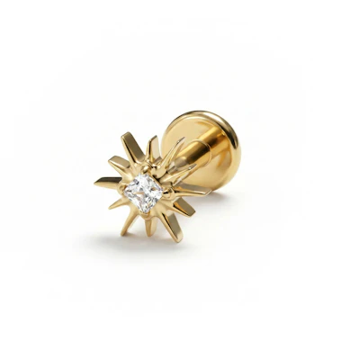 Labret en titane en forme de soleil