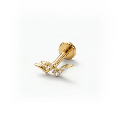 Labret en titane avec design en forme d'oiseaux