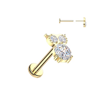 Labret en titane avec hibou orné de pierres