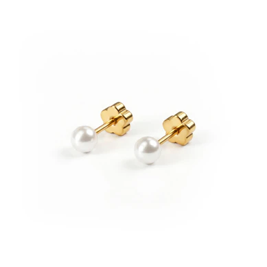 Boucles d'oreilles avec une perle et un fermoir fleur