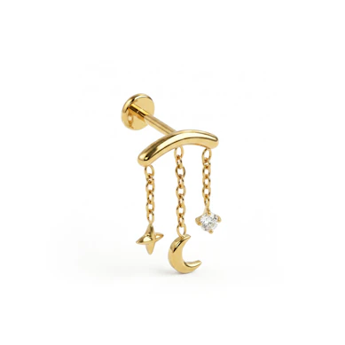 Labret en titane pour hélix flottant avec charms célestes