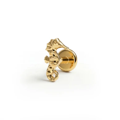 Labret en titane avec un hippocampe