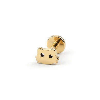 Labret en titane à motif tête de chat kawaii