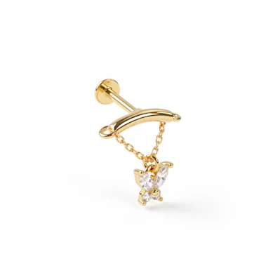 Labret en titane pour hélix caché avec motif papillon