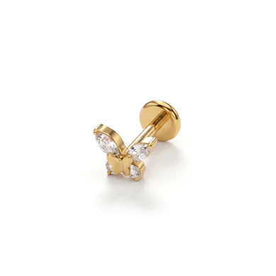 Labret en titane à double motif papillon
