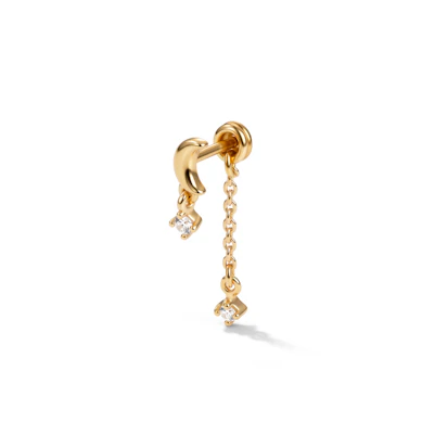 Labret avec un design lune et un charm étoile