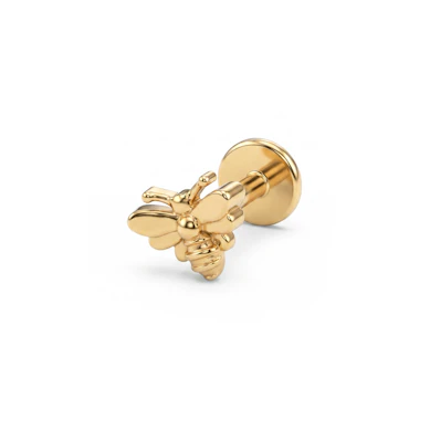 Labret en titane à motif abeille