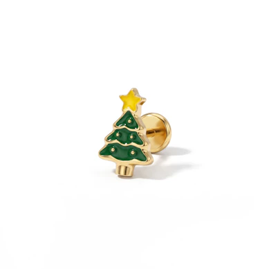 Labret en titane avec sapin de Noël