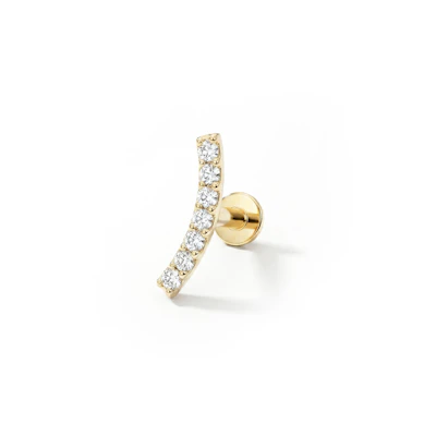 Labret push-in en or 14k avec top incurvé pavé de CZ