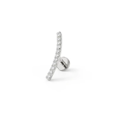 Labret avec filetage interne et embout courbé orné de pierres