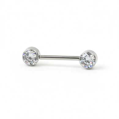 Barbell pour le téton avec lunette push-in sans filetage sertie de pierres