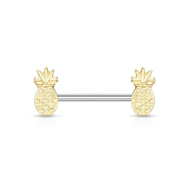 Piercing pour le têton avec un ananas plaqué or