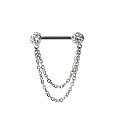 Barbell en titane pour le téton avec des chaînes