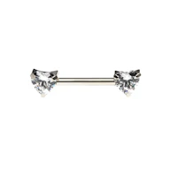 Barbell en titane pour le téton avec pierres en forme de cœur