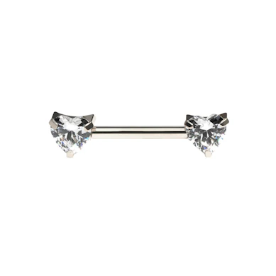 Barbell en titane pour le téton avec pierres en forme de cœur