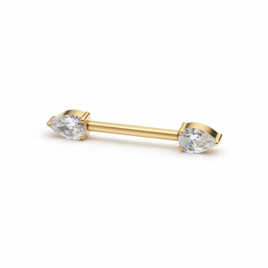 Barbell pour le téton avec pierres en forme de goutte