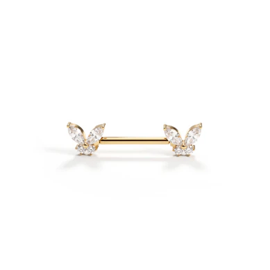 Barbell en titane pour le téton avec motifs papillon