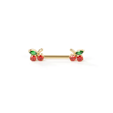 Barbell en titane pour le téton avec motifs cerise