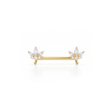 Barbell en titane pour le téton avec fleurs de lotus