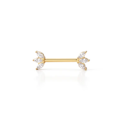 Barbell en titane pour le téton et trio de pierres marquise