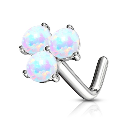 Piercing au nez en or 14 carats avec trois belles opales