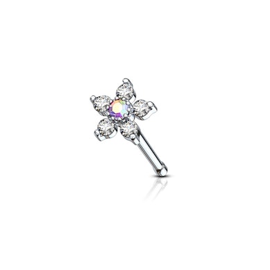 Tige pour le nez avec une fleur incrustée de pierres