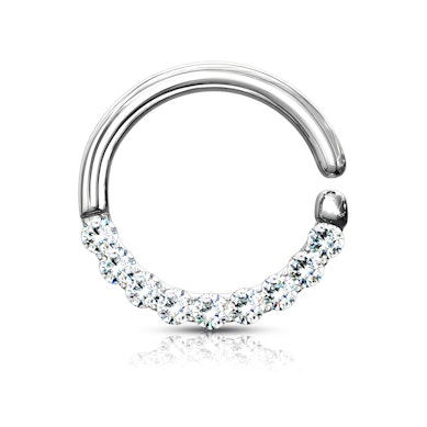 Piercing pour le septum avec un demi-cercle orné de pierre