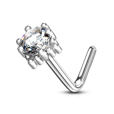 Piercing pour le nez en or 14K et des pierres carrées