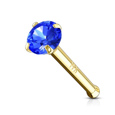 Tige de nez Or 14 carats massif avec une pierre