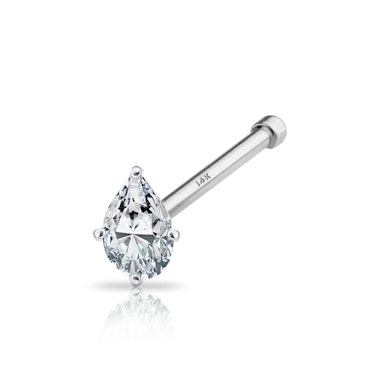 Tige pour le nez en or 14 carats avec une pierre en forme de goutte