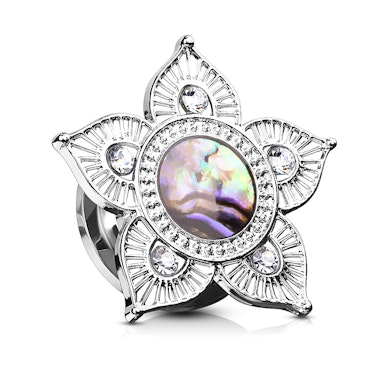 Plug avec une fleur de lotus et une magnifique pierre
